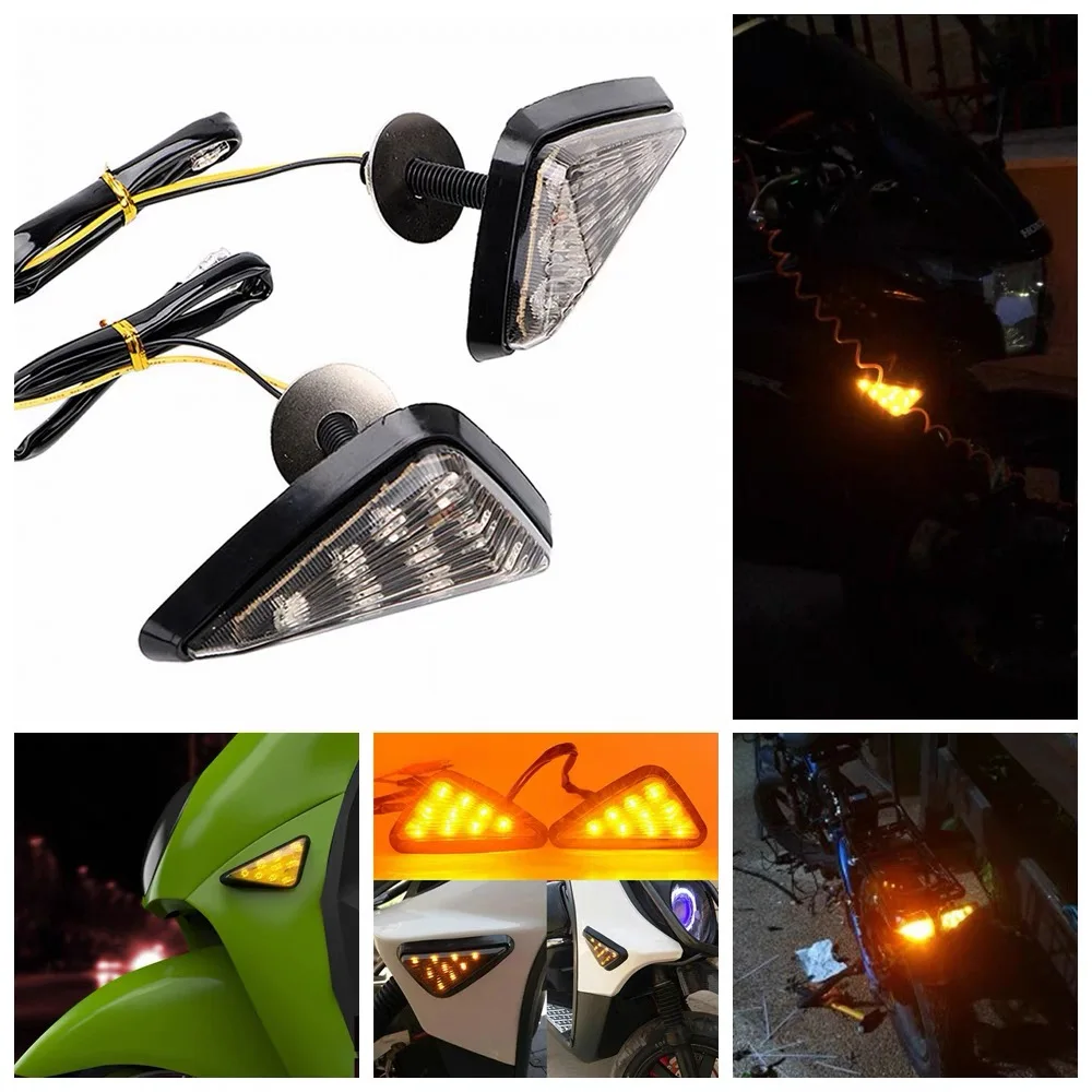

1 Pair Motorcycle LED Turning Signals Light Smoke Triangle Waterproof Flush Mount Signals Blinker Lighting Motocross Accessories