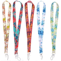 flowers vintage forest leaves lanyard for friend key id card gym phone straps usb badge holder diy hanging rope keychain