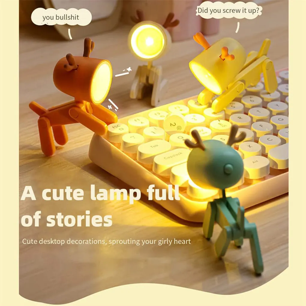 

Folding Mini Led Table Light Deer/Dog Shape Night Light Desktop DIY Desk Lamp Ornament for Book Light Kids Gift