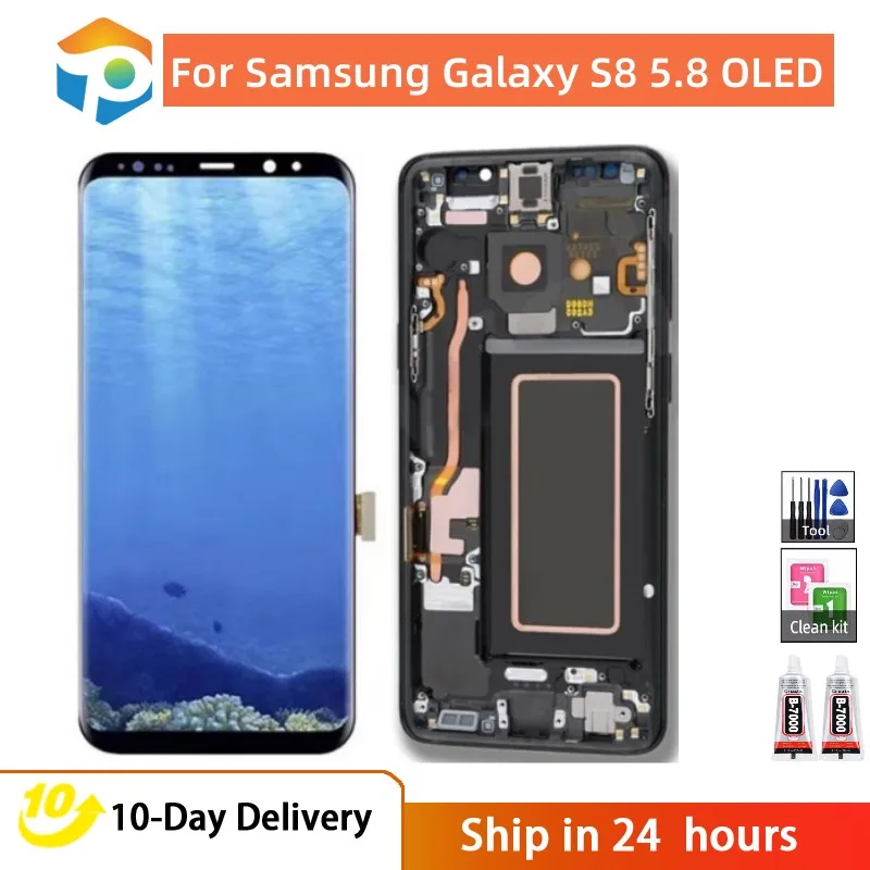 

Super OLED для Samsung Galaxy S8 5,8 OEM дисплей дигитайзер ЖК-экран Замена Сенсорная сборка G950 G950A G950F с рамкой