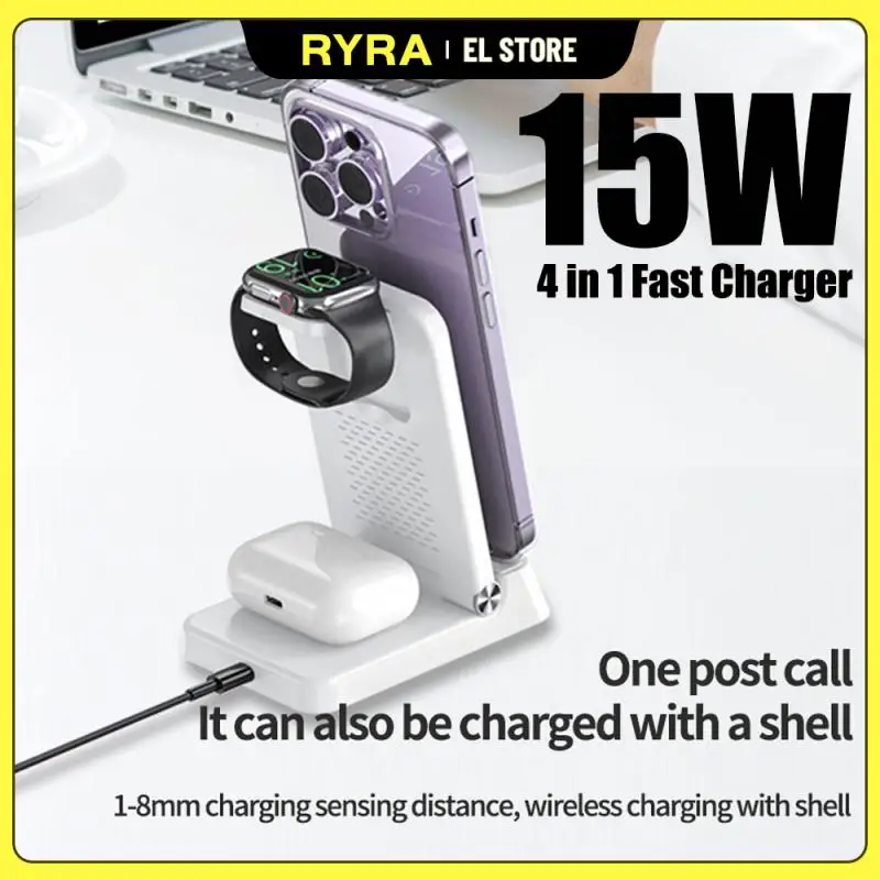 

RYRA 4-in-1 15W Fast Wireless Charger Desktop Alarm Clock Wireless Charging For Iphone 14 12 Pro Max Airpods Pro Apple Watch