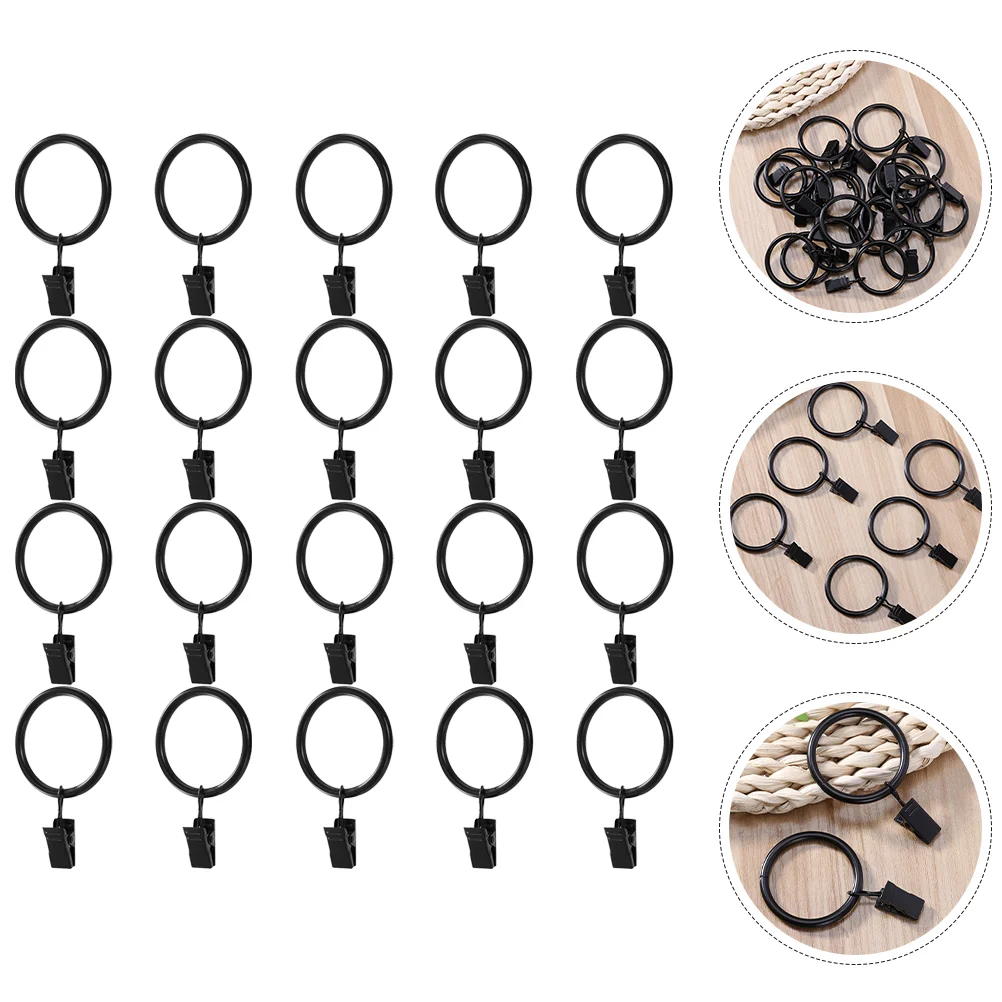 

20Pcs Curtain Rings Clips Metal Decorative Drape Clip Hooks for Bathroom Kitchen