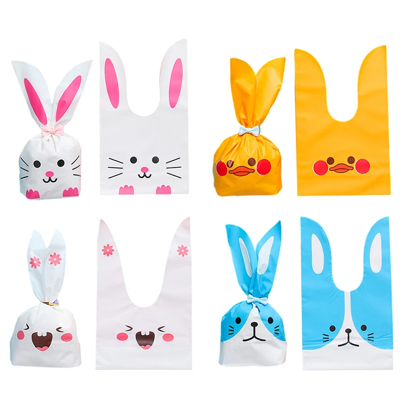 

50pcs/lot Cartoon Bunny Ears Gift Packaging Bags Candy Bags Biscuit Plastic Bags Candy Gift Bags Biscuit Snacks Baking Packaging