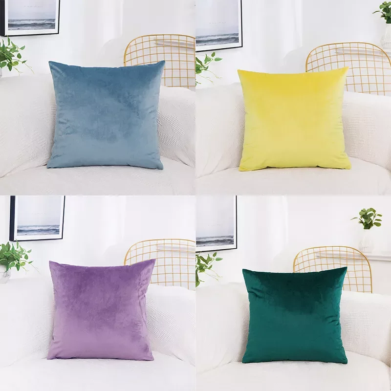 

Free shipping Velvet Throw Pillow Cover Soft Solid Decorative Square Cushion Case for Sofa Bedroom Car Home 55x55/60x60cm Cozy
