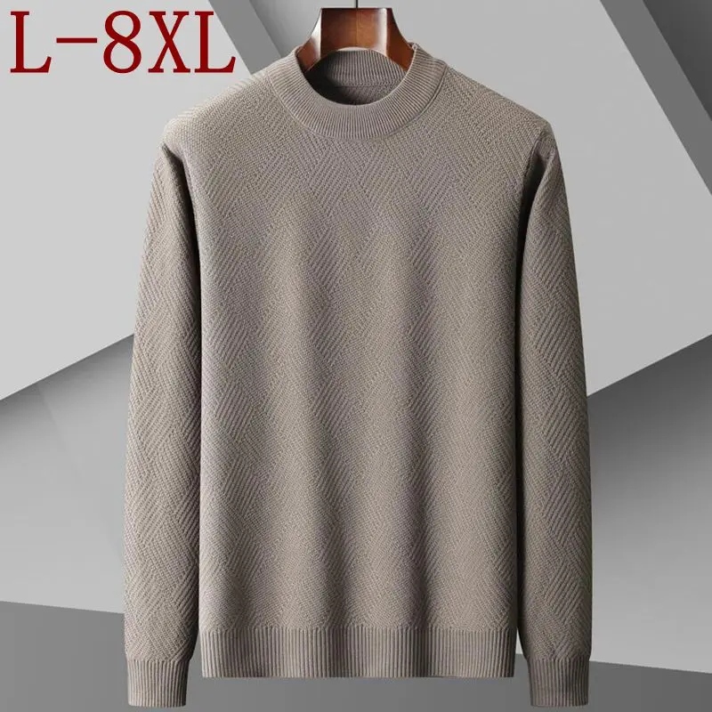 

8XL 7XL 6XL New Fall Winter Cashmere Turtleneck Sweater Men Fashion Argyle Streetwear High End Soft Warm Male Christmas Jumpers