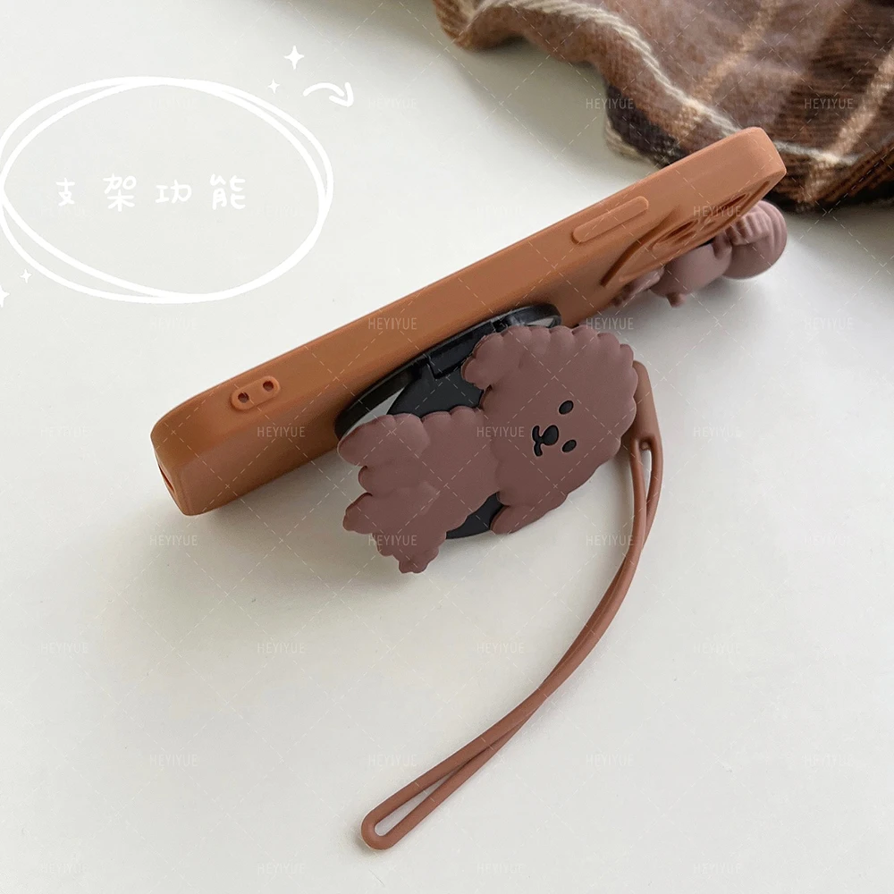 Милый держатель для зеркала для макияжа с изображением собаки для Samsung Galaxy S23 Plus S22 S21 FE S20 Ultra M53 M23 M33 M13 M52 12 J6 J4 J730.