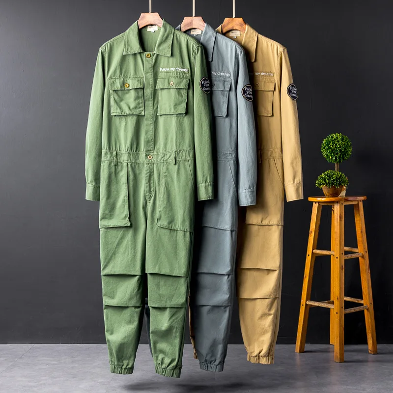 Mens Jumpsuits Autumn One-piece Suit Casual Suit Work Clothes for Men