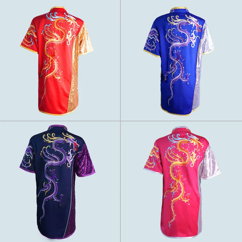 Kids Teenager Martial Arts Kungfu Matching Uniform Rayon Emboridery Chinese Traditional Wushu Wing Chun Exercise Performance Set