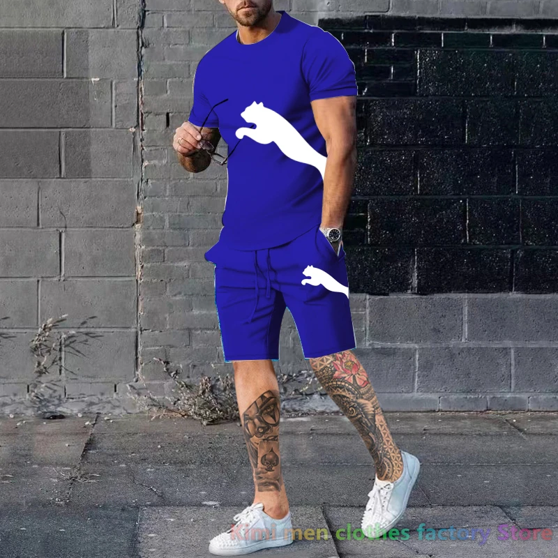 Cotton Set 2023 New Summer Sportswear Tracksuit Men Oversized Brand printing TShirts Shorts Sets 2 Piece Outfits Sets for Men