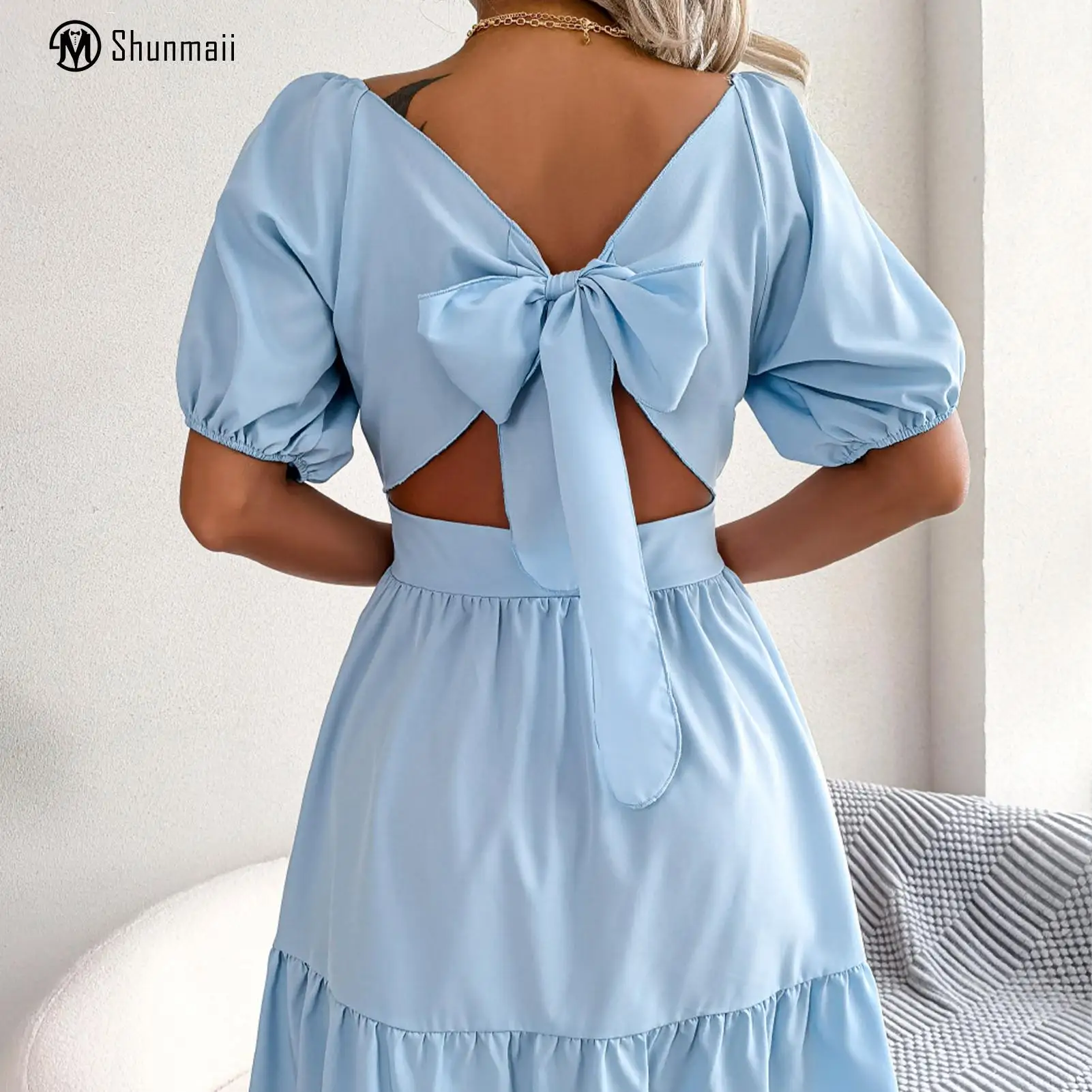 

Весенне-летние повседневные платья, женское мини-платье с квадратным вырезом, привлекательное модное коктейльное платье со складками и широким подолом