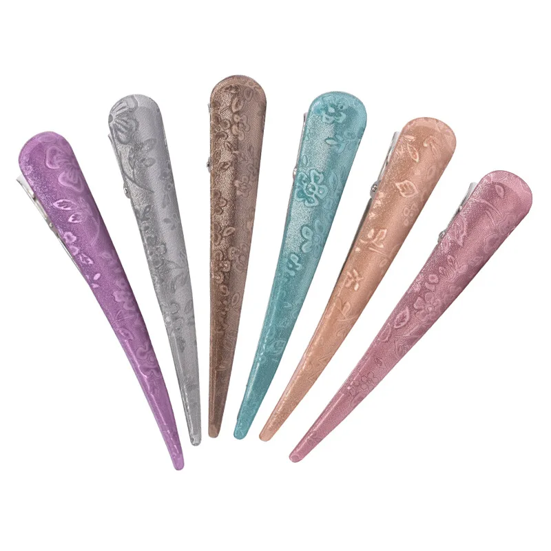 Корейские акриловые заколки для волос с гравировкой цветка, заколки для волос в форме бычьего рога, стильные заколки для волос для женщин, аксессуары для волос для девочек, головной убор