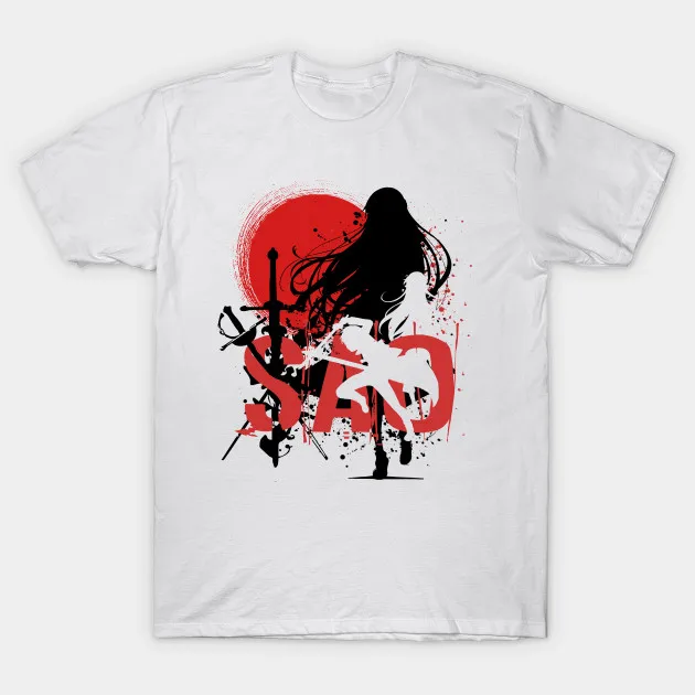 

2021 Men/Women's Summer White Street Fashion Hip Hop Sao Sword Art Online T-shirt Cotton Tees Short Sleeve Tops