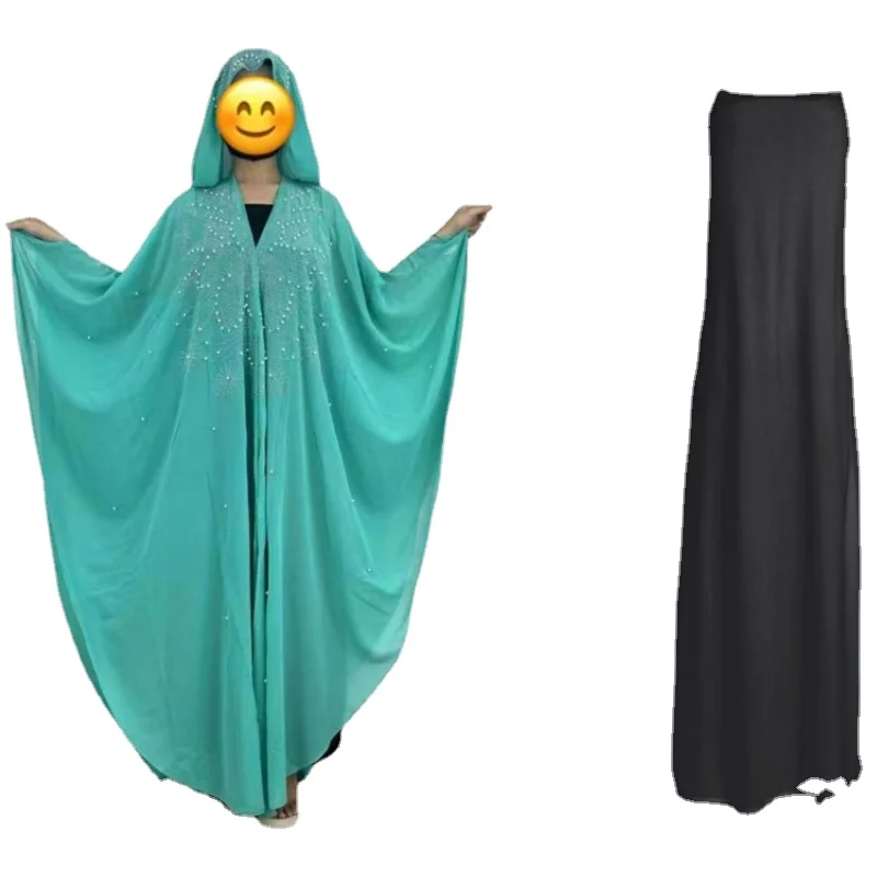 

Muslim Chiffon Hooded Dress Dubai Turkey Women Abaya Jalabiyat Ramadan 2023 Islamic Clothing Caftan Marocain Femme Boubou