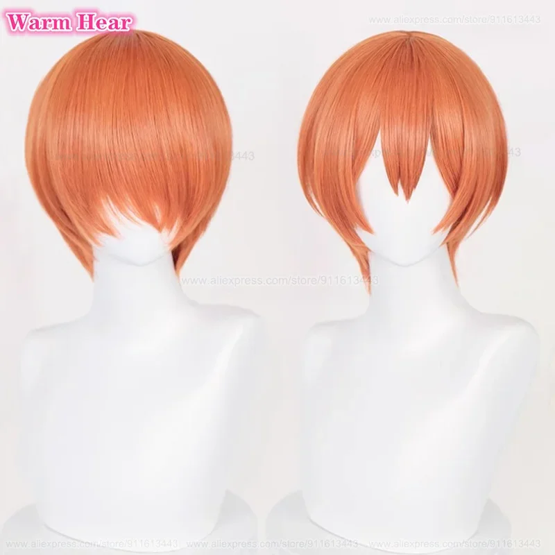 Аниме Рин Хошизора Синтетические волосы Короткие 30 см Унисекс Оранжевый Красный