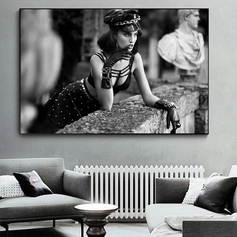 Плакаты и принты для женщин, настенная Картина на холсте с изображением девушек, сексуальная уличная красота, Современный домашний декор, черные, белые