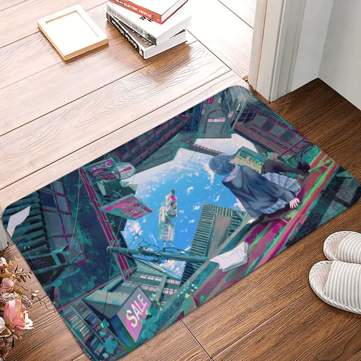 

Illustration Non-slip Doormat Folding City Bath Kitchen Mat Prayer Carpet Home Modern Decor