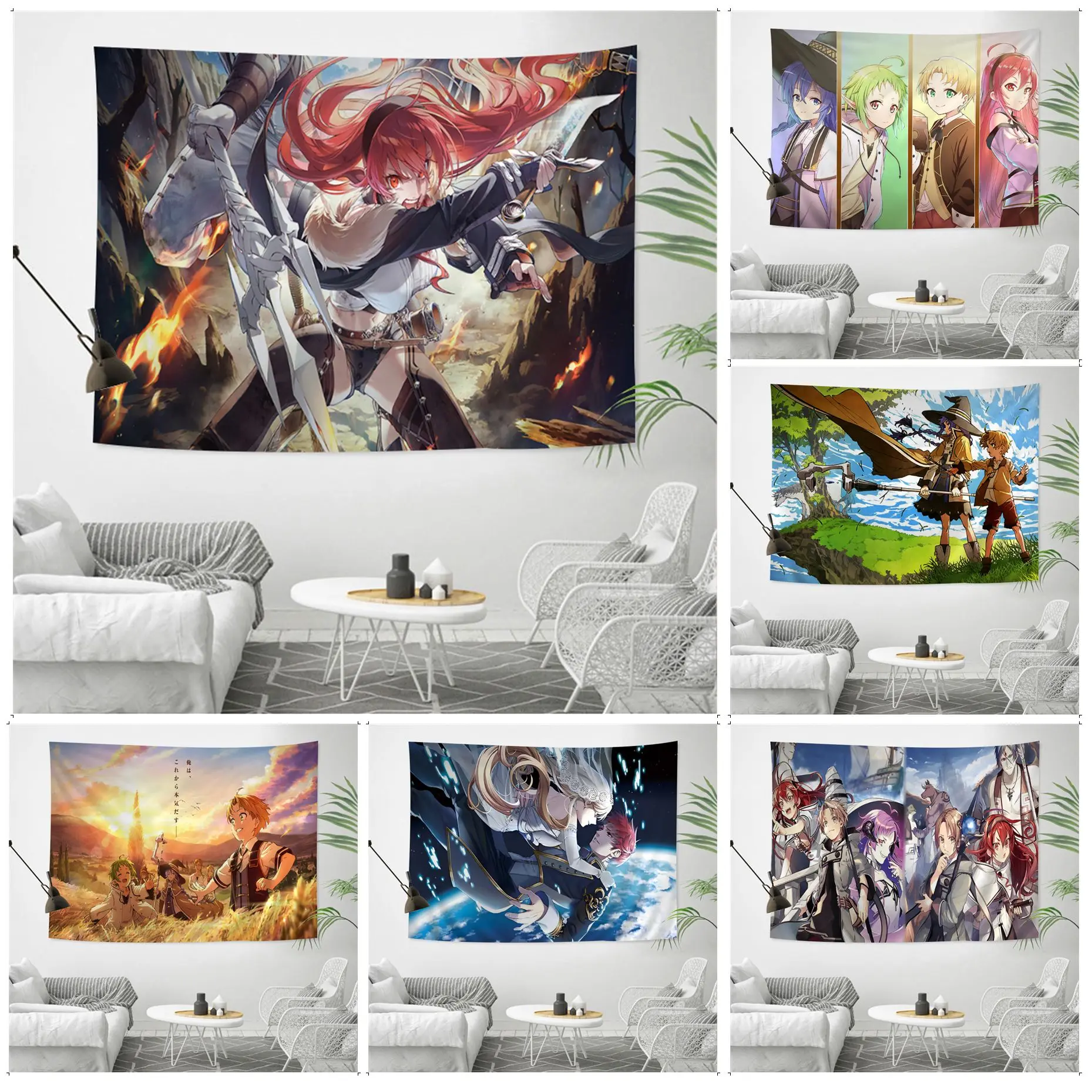 

Japanese Anime Mushoku Tensei Printed Large Wall Tapestry Home Decoration Hippie Divination Cheap Hippie Wall Hanging