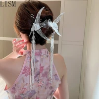 chinese fashion phoenix antiquity hair clasp pearl tassel hairpin vintage court headdress hair clips hair accessories for women