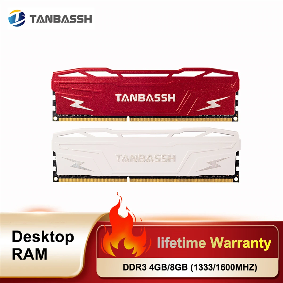 

TANBASSH Heat Sink Destop Memory DDR3 RAM 4GB 8GB 1333 1600MHz Red White 1.5V 240Pin PC DIMM Rams For Intel AMD All Motherboard