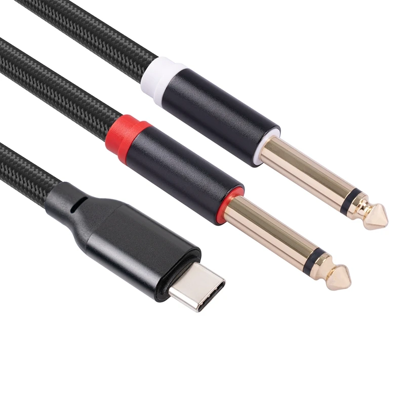 USB C к двойному 6 35 мм стерео Y-разветвителю кабеля ТРС аудио шнур для смартфона