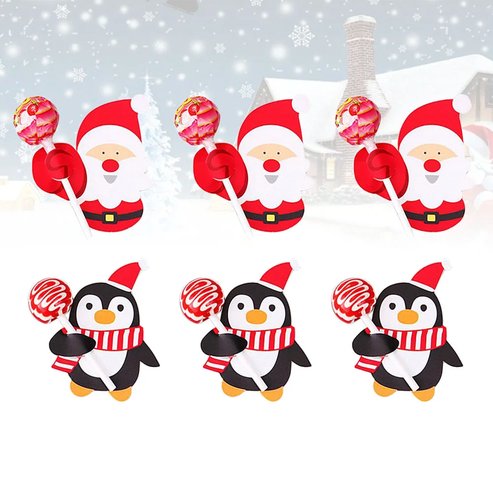 

Christmaslollipop Candy Paperpartyholder Santa Decorations Penguin Ornament Claus Ornaments Greeting Packaging Holiday Sugar