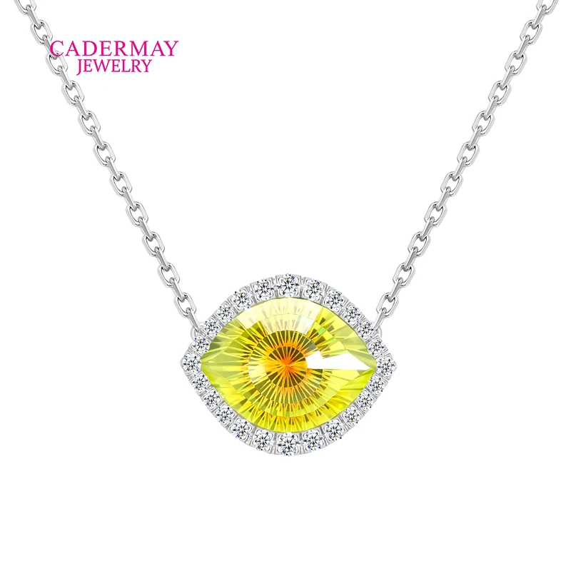 Высокое качество S925 серебряный кулон в форме глаза 10x13 мм маркиза яркий желтый