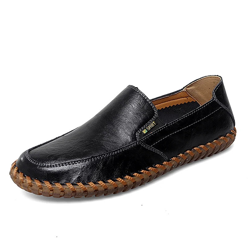

Мужские кожаные туфли без застежки, черные Повседневные слипоны, деловые лоферы, обувь для вождения, 2023
