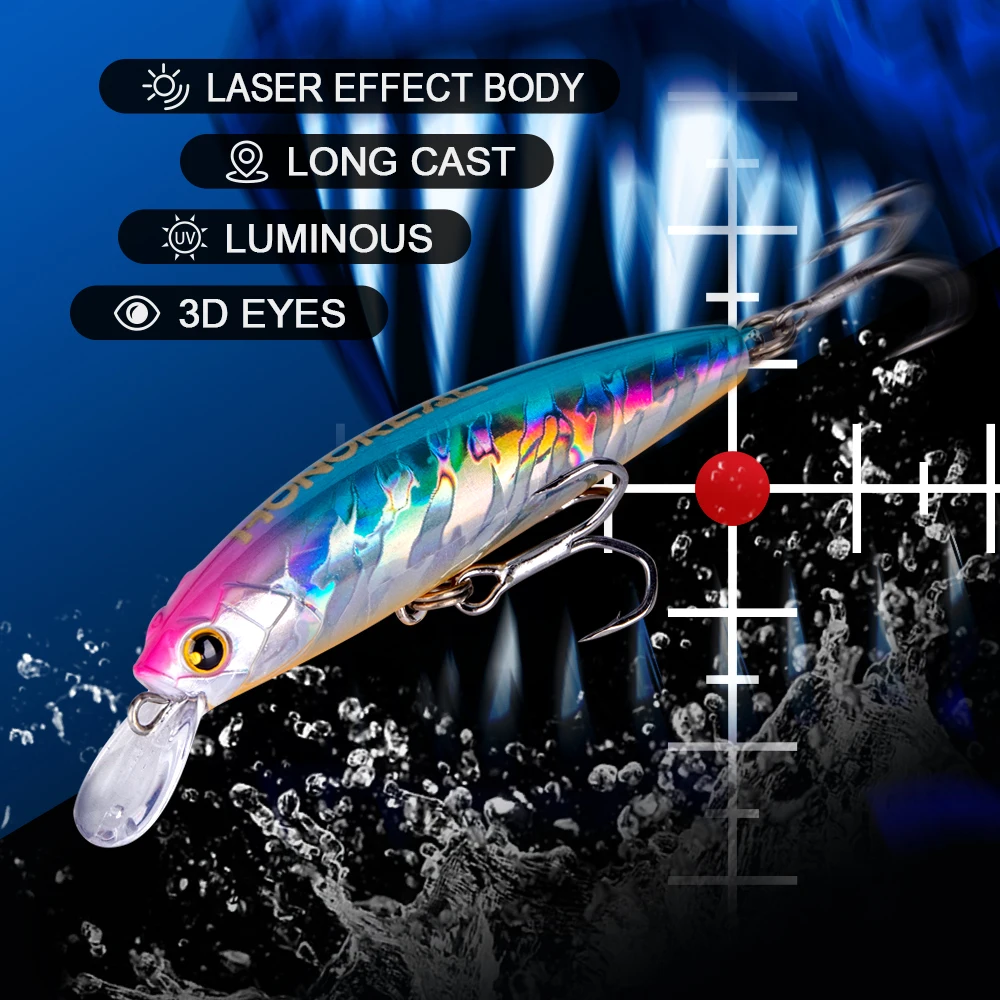 HONOREAL TARGET0010 85mm 28g Fishing Lure Tackle Bait Gear UV Hard Plastic Rock River Oecan Minnow Bait