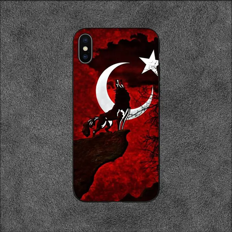 Чехол для телефона с турецким волком и ретроактивным флагом iPhone 11 12 Mini 13 14 Pro XS Max X 8