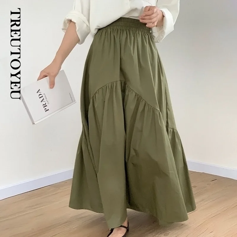 

Korean Fashion Maxi Long Skirts for Women Black White Pleated Skirt Jupe Longue Femme Faldas Largas Para Mujer Moda 2023 Summer