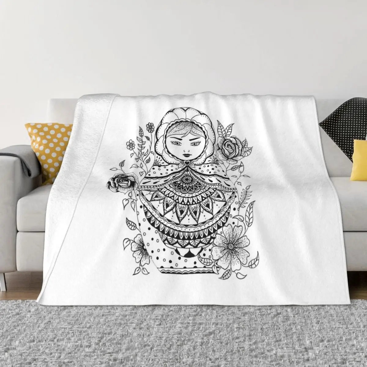 

Matryoshka Doll Russian Culture Blankets Coral Fleece Plush Decoration Bedroom Bedding Couch Bedspread