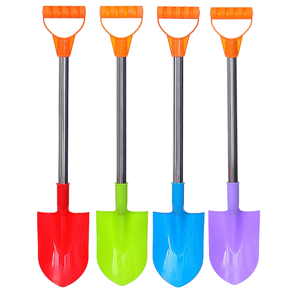 

4pcs Beach Sand Shovels, Heavy Duty Stainless Steel Kids Sand Toys Shovels with Spade and Handle for Summer Winter Inflatable