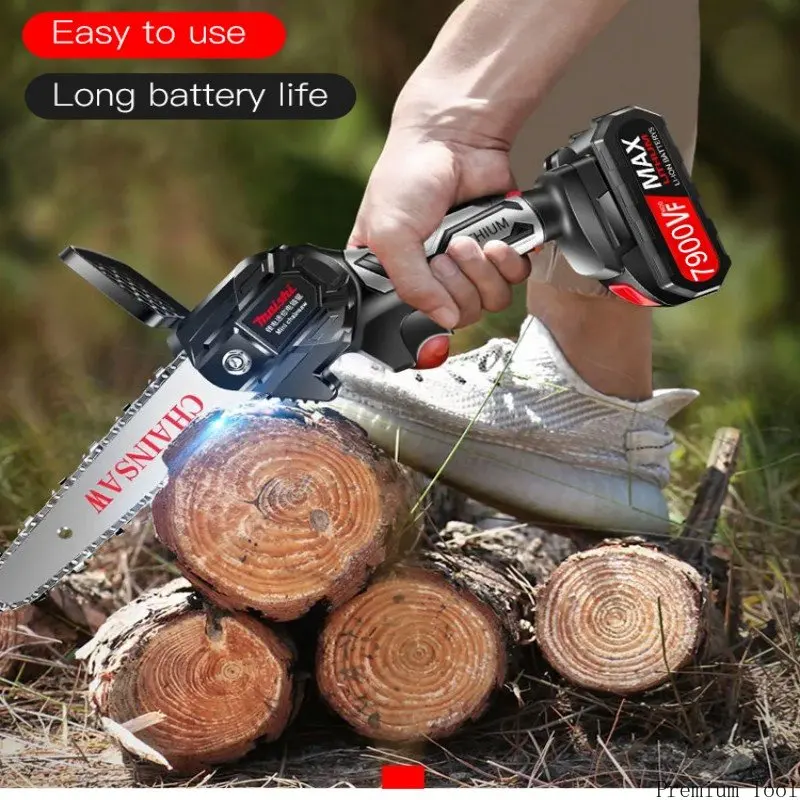 

4/6 Inch Mini Electric Chain Saw Rechargeable with 1/2 Lithium Battery Electric Saw Outdoor Garden saw Gasoline Chains Plate