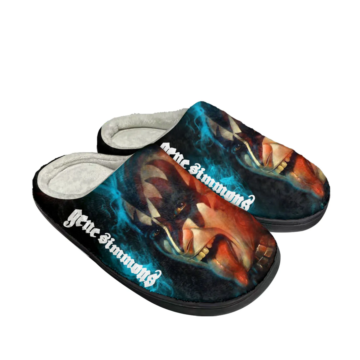 

Домашние хлопковые тапочки на заказ Gene simмонс рок-певец, мужские и женские сандалии, плюшевая Повседневная Теплая обувь для спальни, термотапочки