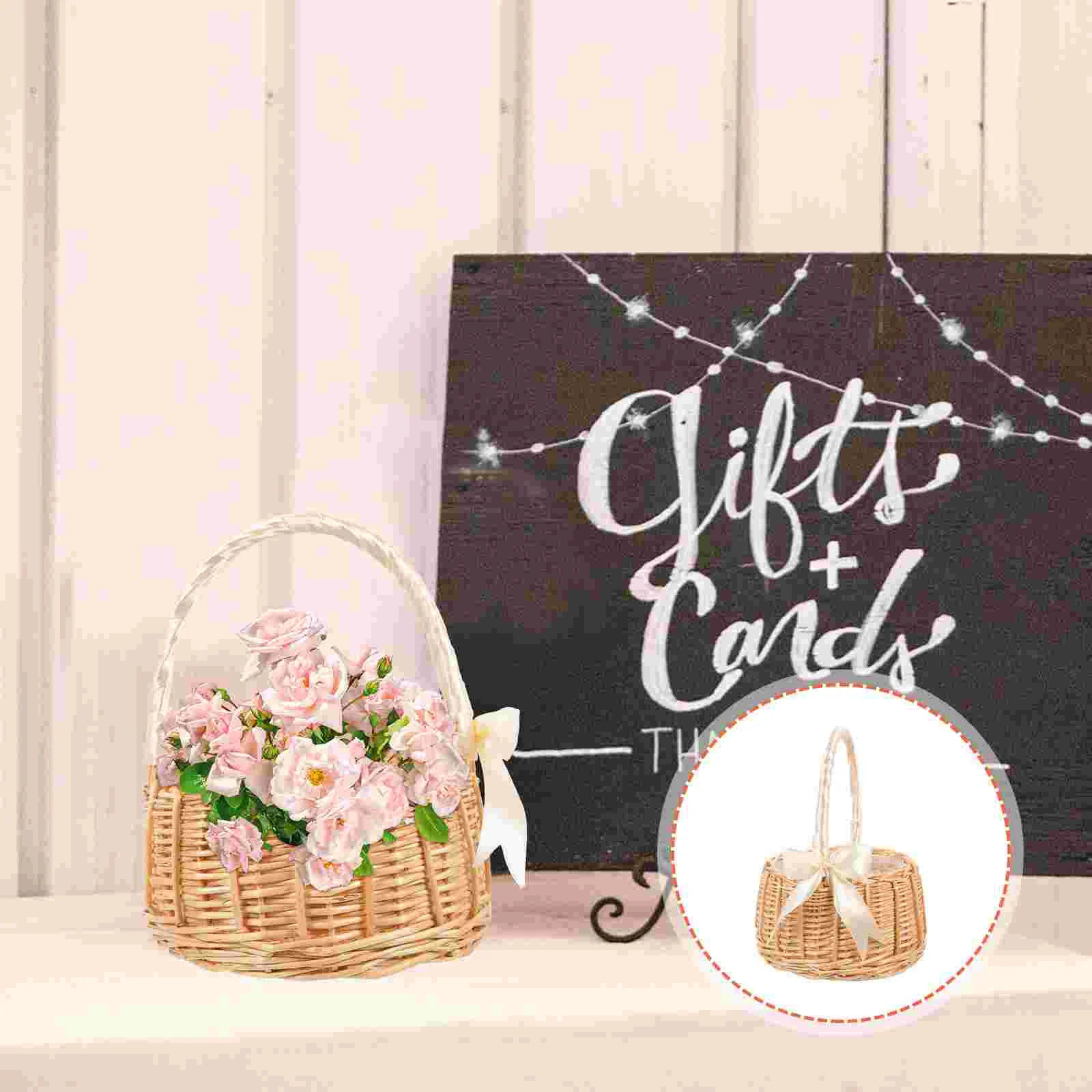 

Basket Baskets Flower Wedding Girl Wicker Storage Rattan Woven Candy Picnic Gift Christmas Table Fruit Rustic Centerpiece