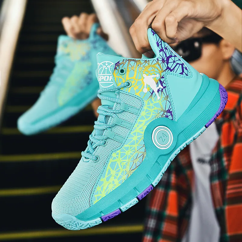 Hot Sale Fashion Basketball Shoes Teenagers Breathable Chunky Sneakers Basket Children Couple High-top Sports Shoes Men Trainers