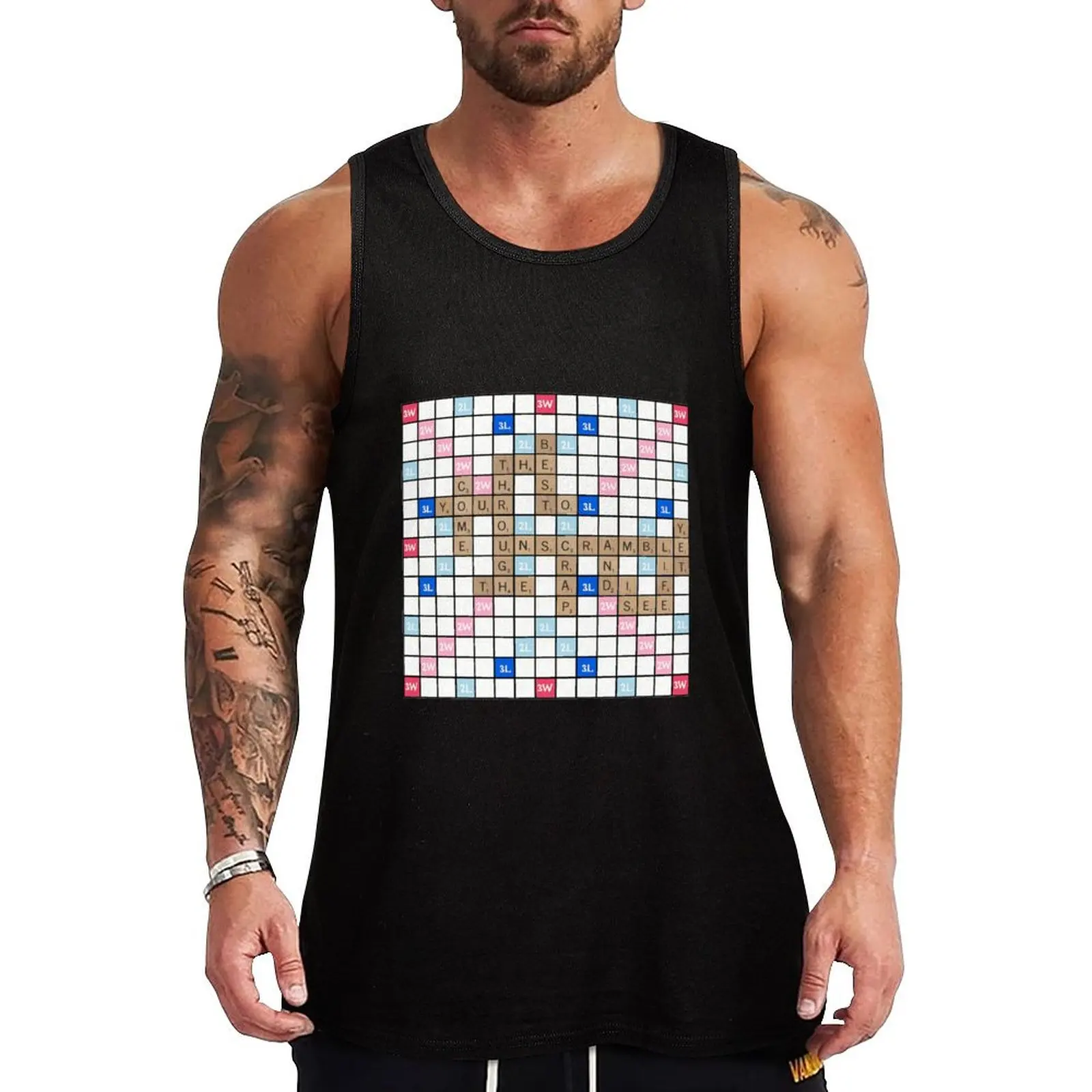 Футболка Scrabble Tank Top мужская одежда футболки для мужчин спортивная фитнеса