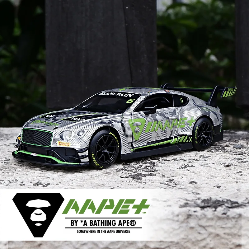 Модель автомобиля Bentley GT3 + Aape из сплава в масштабе 1:32 световой и звуковой эффекты