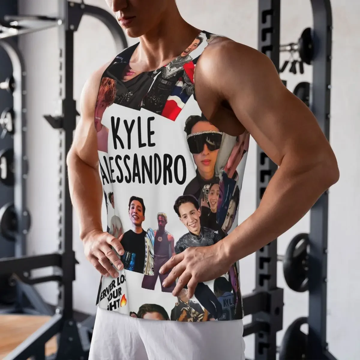 Фото Быстросохнущая майка для спортзала Kyle Alessandro (1) без рукавов, дышащая, для бодибилдинга №1