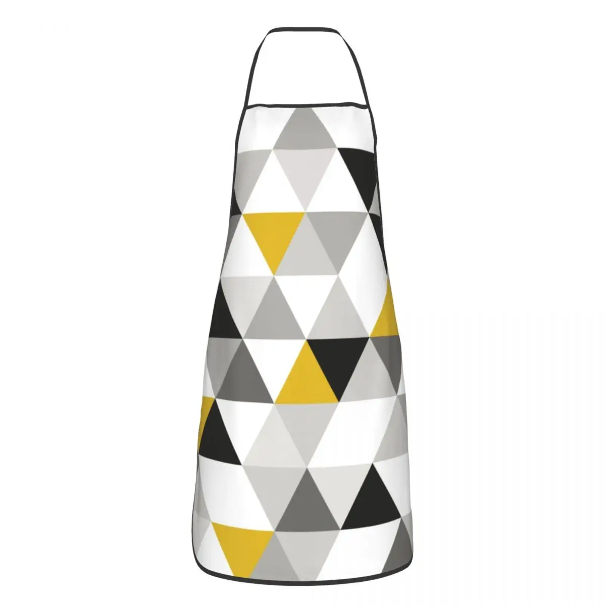 

Triangles Black White And Yellow Apron for Men Women Unisex Chef Kitchen Cooking Geometric Abstract Pattern Tablier Cuisine