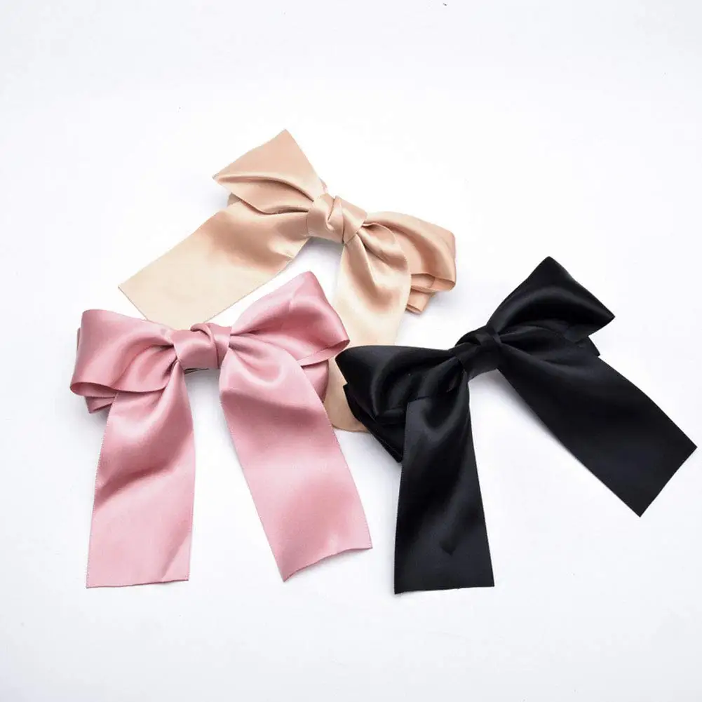 

8Pcs Elegant Bow Ribbon Hair Clip Fashion Simple Solid Satin Barrettes for Women Girl Hair Ties Accessories
