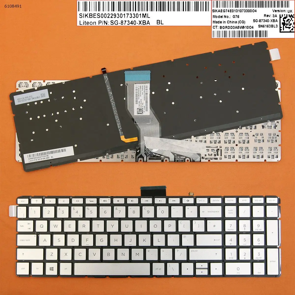 

Английская клавиатура для ноутбука HP home 17q-bu000 17-ar000 17t-bs000 17z-ak000 15-bs000 15g-br000 15-bp000 Серебристая подсветка без рамки