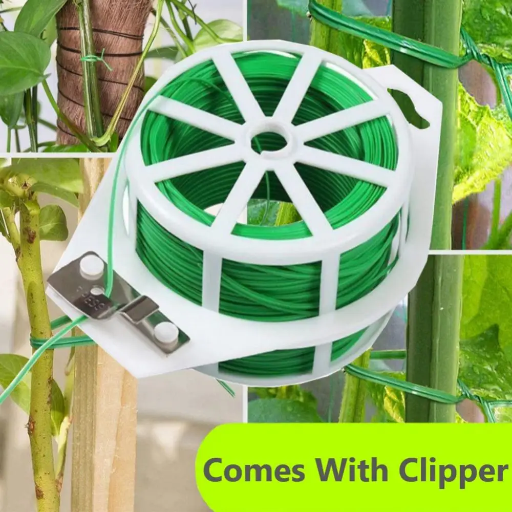 Gardening Cable Ties Reusable Oblate Iron Wire Twist Tie Flower Plant Climbing Vines Multifunction Coated Plant Cage Fix Strings