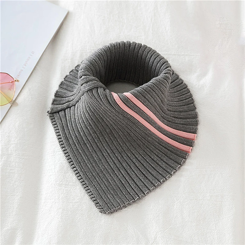 

Lady Women's Scarf Wild Warm Protect Cervical Spine Stretch Knitted Fake Collar Wool High Neck Pullover Bib Female Scarfs