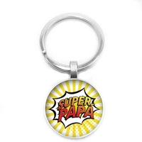 2019 new super papa key ring fathers day keychain 25mm glass cabochon key ring dads gift jewelry