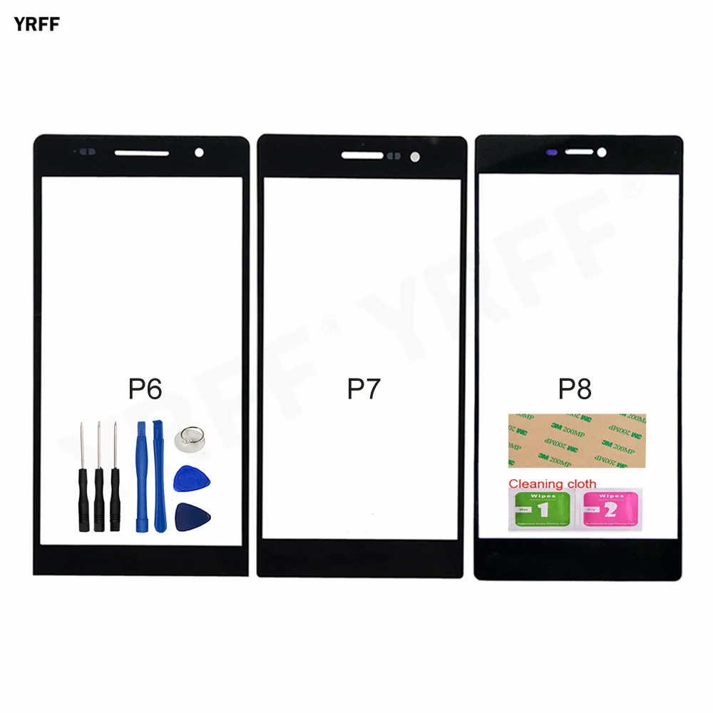 mobile touch screen panel for huawei honor p6 p8 p7 front glass panel no touch screen phone repair parts 3m glue free global shipping