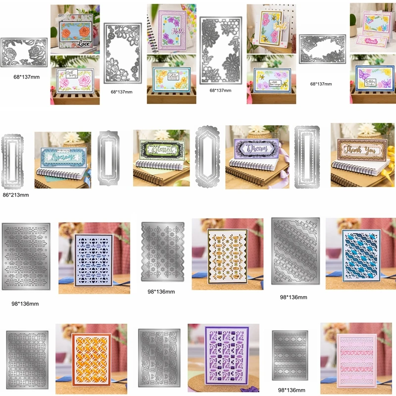 

Metal Cutting Dies Lace Hollowed Square Rectangle Flower Layered Die Cut Decorate Cards Scrapbook Craft Handmade Embossing Paper