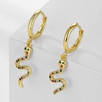 2022 retro style personality long section seven colors zircon snake shape pendant hoop earrings charm wild trend women earrings