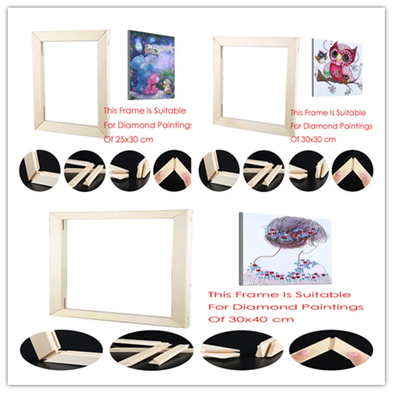 

25x30/30x30/30x40cm Frame 5D Diamond Painting Full Square Photo Diamond Embroidery Wooden Painting Frame DIY Cross Stitch Gift