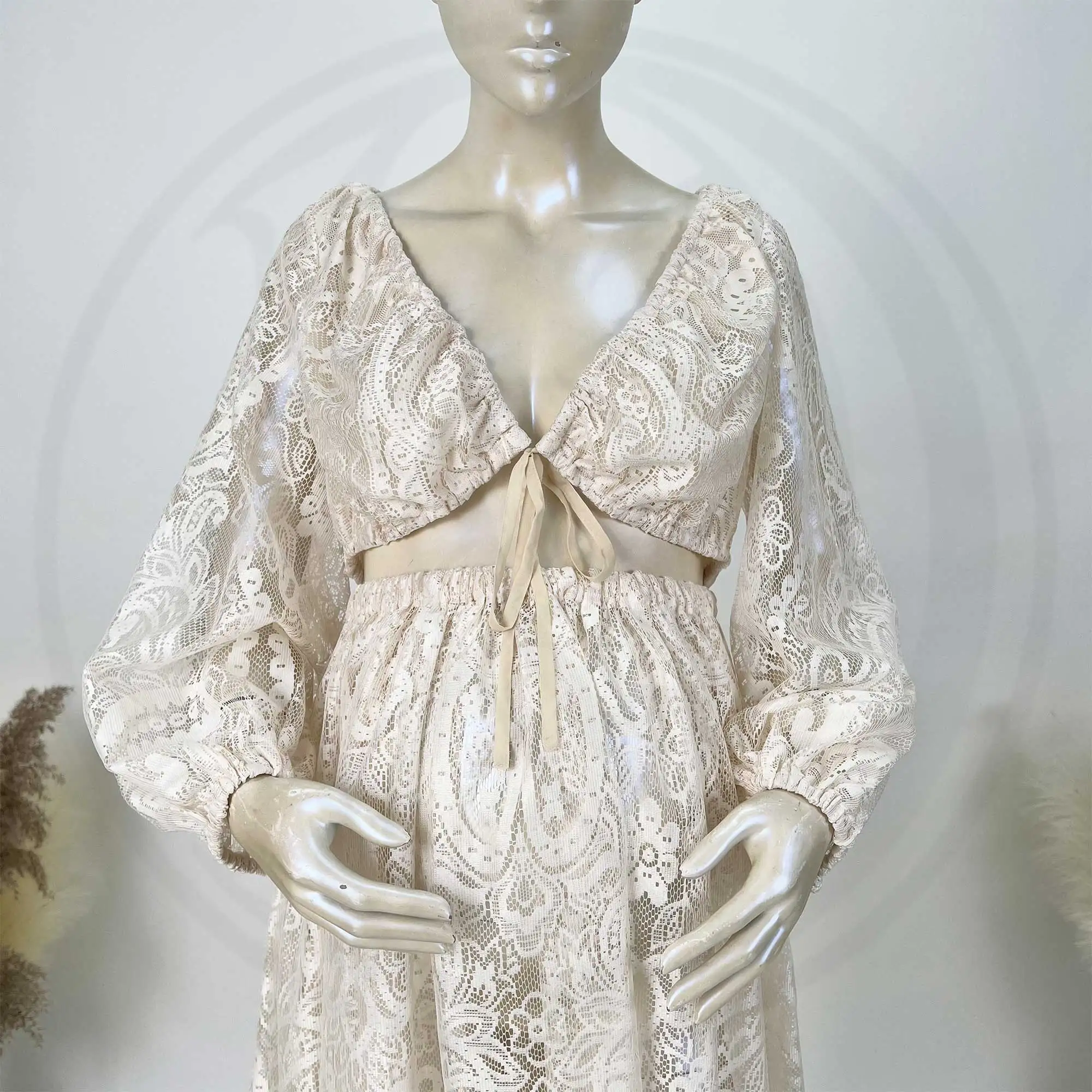 Don &amp Judy богемное кружевное платье с кисточками для беременных длинными рукавами